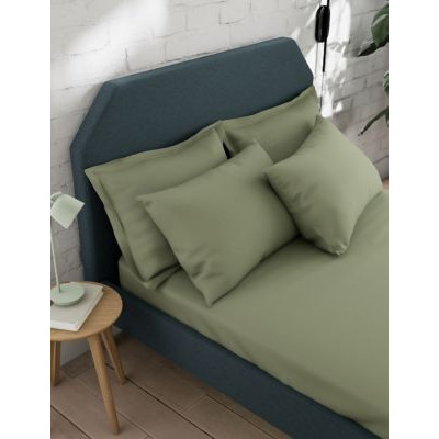 M&S Cotton Rich Fitted Sheet - SGL - Soft Green, Soft Green,White,Ochre,Khaki,Chambray,Neutral,Soft Pink,Silver Grey,Denim,Mink,Clay,Rich Amber,Dove,Sage