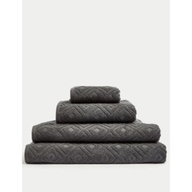 M&S Pure Cotton Geometric Towel - GUEST - Charcoal, Charcoal,Natural,Clay,Ochre