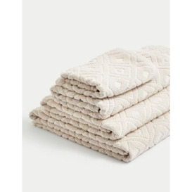 M&S Pure Cotton Geometric Towel - GUEST - Natural, Natural,Clay,Sage,Ochre,Charcoal