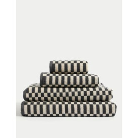 M&S Pure Cotton Geometric Towel - GUEST - Charcoal, Charcoal,Dark Ochre,Forest Green,Powder Blue,Clay