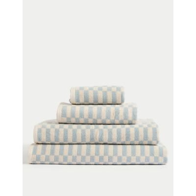 M&S Pure Cotton Geometric Towel - HAND - Powder Blue, Powder Blue,Clay,Charcoal,Dark Ochre,Forest Green