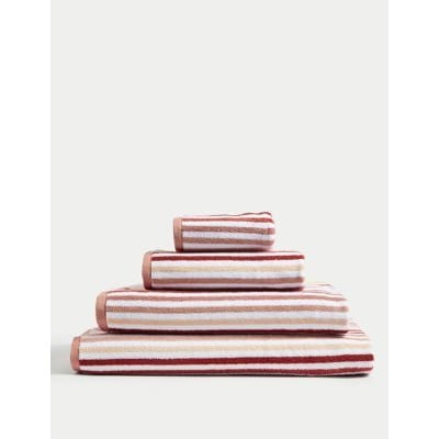M&S Pure Cotton Striped Towel - GUEST - Clay, Clay,Blue,Natural,Green