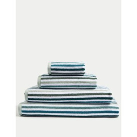 M&S Pure Cotton Striped Towel - HAND - Green, Green,Clay,Blue,Natural