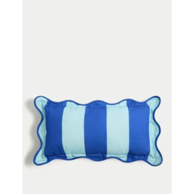 M&S Striped Outdoor Bolster Cushion - Blue Mix, Blue Mix