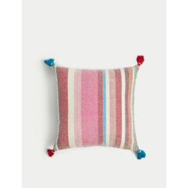 M&S Pure Cotton Striped Tasselled Outdoor Cushion - Multi, Multi