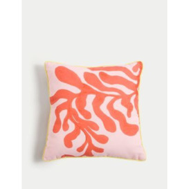 M&S Set of 2 Coral & Checked Outdoor Cushions - Pink Mix, Pink Mix