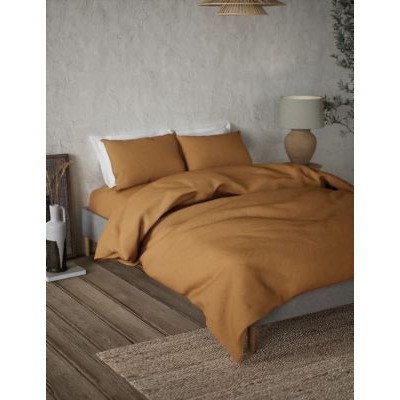 M&S Pure Linen Bedding Set - SGL - Rich Amber, Rich Amber,Indigo,Soft Yellow,Silver Grey