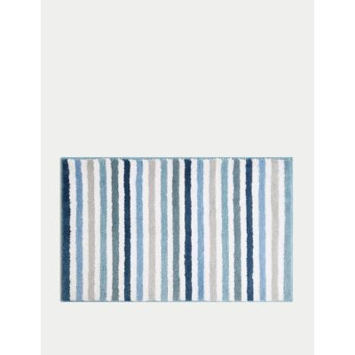 M&S Cotton Blend Striped Quick Dry Bath Mat - Blue, Blue,Natural