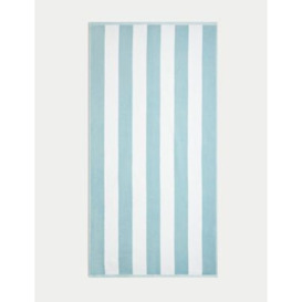 M&S Pure Cotton Striped Sand Resistant Beach Towel - Powder Blue, Powder Blue,Navy,Ochre,Sage Green,Raspberry