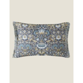 William Morris At Home Velvet Lodden Bolster Cushion - Prussian, Prussian