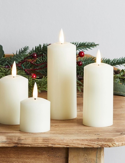 Lights4fun Set of 4 TruGlow® Pillar LED Candles Ivory