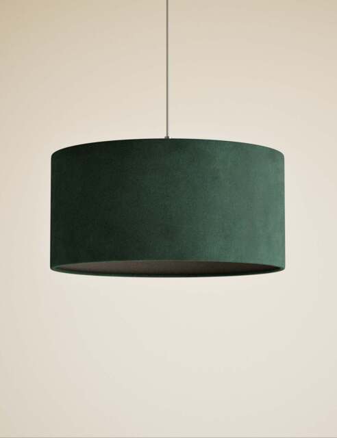 M&S Velvet Oversized Ceiling Lamp Shade Forest Green