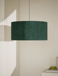 M&S Velvet Oversized Ceiling Lamp Shade Forest Green