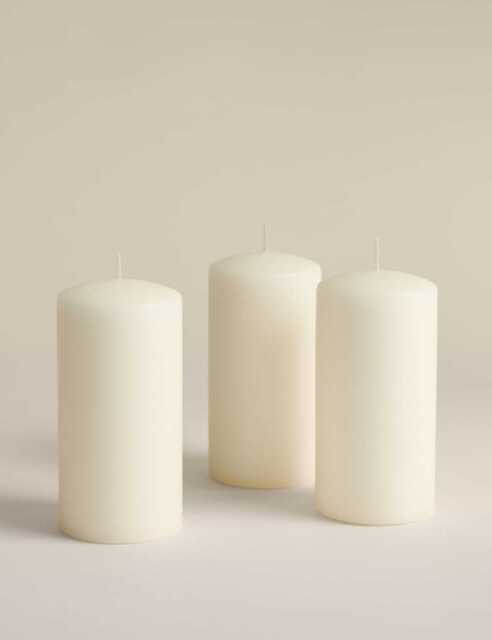 M&S Set of 3 Pillar Candles White