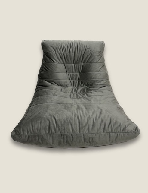 Kaikoo Grey Velvet Beanbag Chair Grey