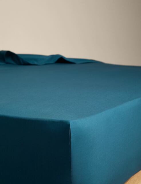 M&S Egyptian Cotton 230 Thread Count Crisp Extra Deep Fitted Sheet Teal