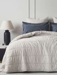 Bedfolk Pure Cotton Quilted Throw Beige