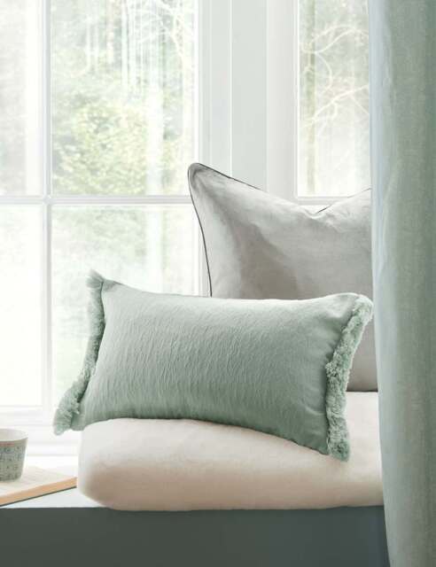 LAURA ASHLEY HOME Carys Crinkle Bolster Cushion Green