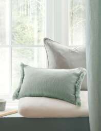 Laura Ashley Carys Crinkle Bolster Cushion Green
