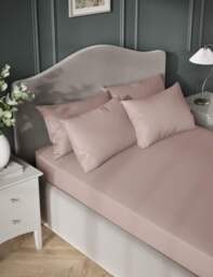 M&S Egyptian Cotton 400 Thread Count Silky Deep Fitted Sheet Blush Pink