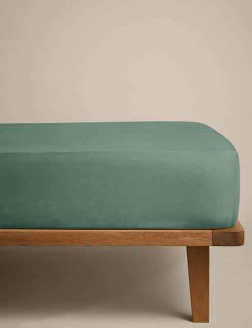 M&S Cotton Rich Deep Fitted Sheet Smokey Green