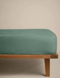 M&S Cotton Rich Deep Fitted Sheet Smokey Green