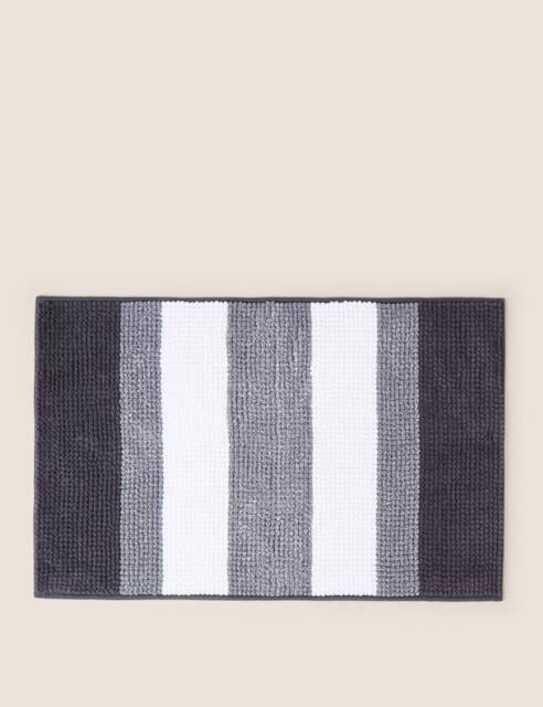M&S Bobble Striped Bath Mat Charcoal