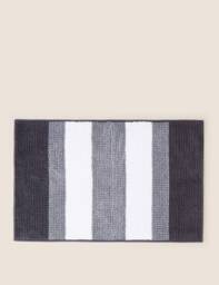 M&S Bobble Striped Bath Mat Charcoal