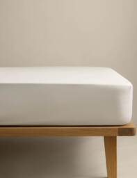 M&S Cotton Blend Non Iron Fitted Sheet Cream