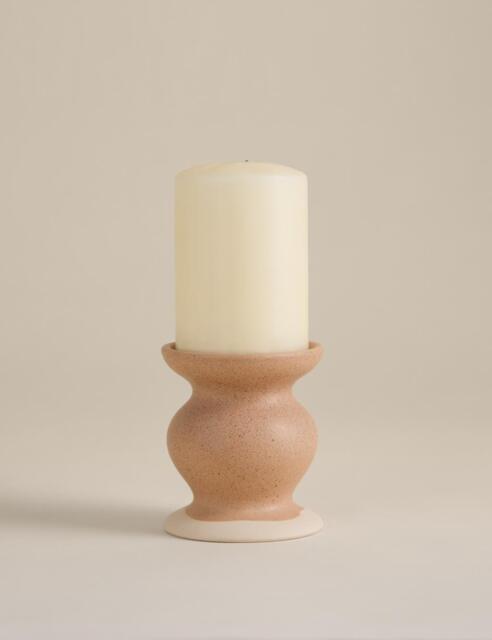 M&S Shaped Ceramic Pillar Candle Holder Multi