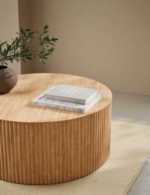 Gallery Direct Fluted Wood Round Coffee Table Natural
