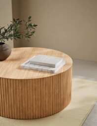 Gallery Direct Fluted Wood Round Coffee Table Natural