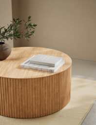 Gallery Direct Fluted Wood Round Coffee Table Natural