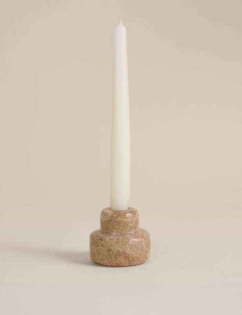 M&S Marble Hybrid Candle Holder Natural