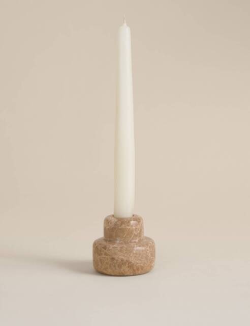M&S Marble Hybrid Candle Holder Natural