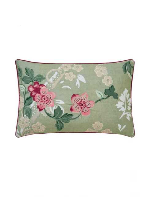 English Heritage Eagle House Embroidered Bolster Cushion Green Mix