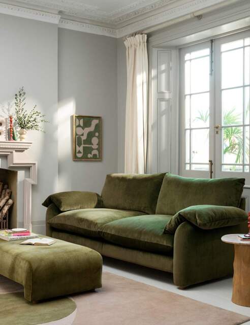 BARKER AND STONEHOUSE Orson Chenille Extra Large 3 Seater Sofa Green