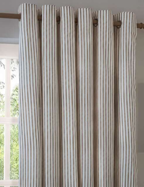 YARD Hebden Striped Blackout Eyelet Curtains Brown Mix