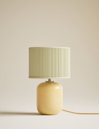 M&S Milk Glass Pleated Shade Table Lamp Ochre