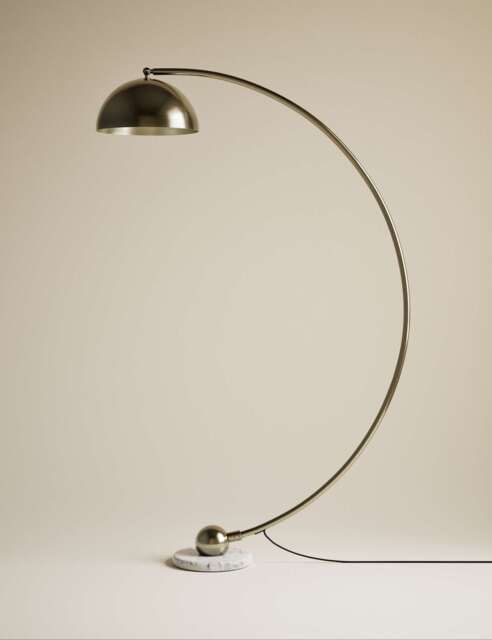 M&S Arc Curved Floor Lamp Antique Brass