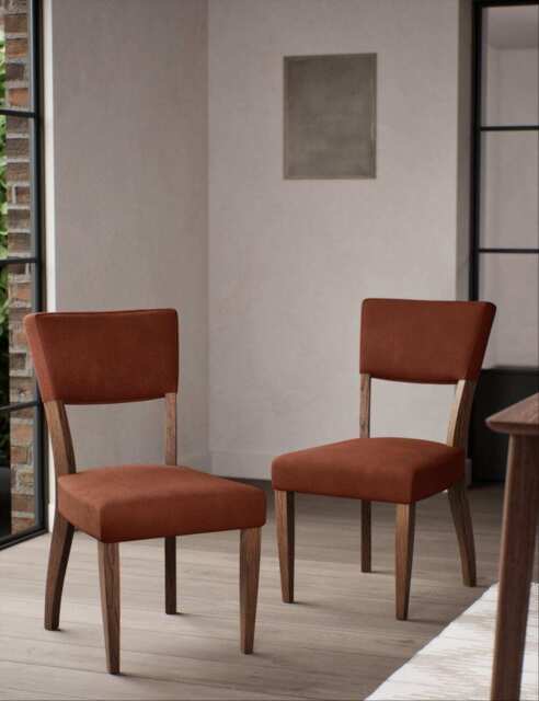 M&S Set of 2 Riley Dark Dining Chairs Terracotta