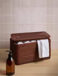 M&S Rattan Rectangular Storage Box Brown