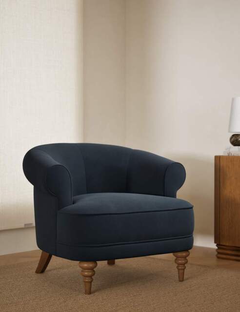 M&S Joan Velvet Accent Chair Midnight Navy
