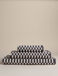 M&S Pure Cotton Geometric Check Towel Charcoal Mix