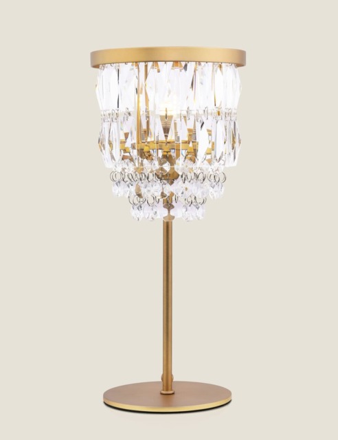 Laura Ashley Rhosill Faceted Glass Table Lamp Antique Brass