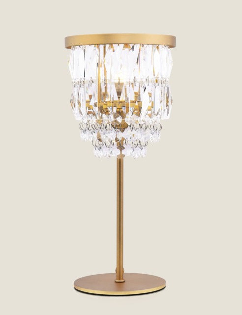 Laura Ashley Rhosill Faceted Glass Table Lamp Antique Brass