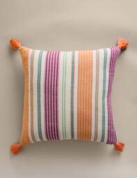 M&S Pure Cotton Woven Striped Outdoor Cushion Pink Mix