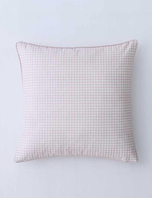 MM Linen Linen Mix Gingham Cushion Pink Mix