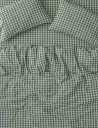 Piglet In Bed Pembroke Linen Rich Gingham Duvet Cover Dark Green Mix