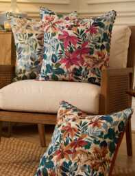 Sanderson Pure Cotton Robins Wood Leaf Printed Cushion Brown Mix